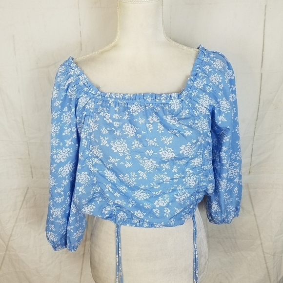 Speed limit mph blue white off shoulder crop top - Picture 6 of 9